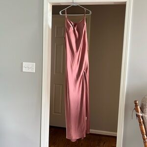 Revelry Steph Satin Dress Dusty Pink with BOW